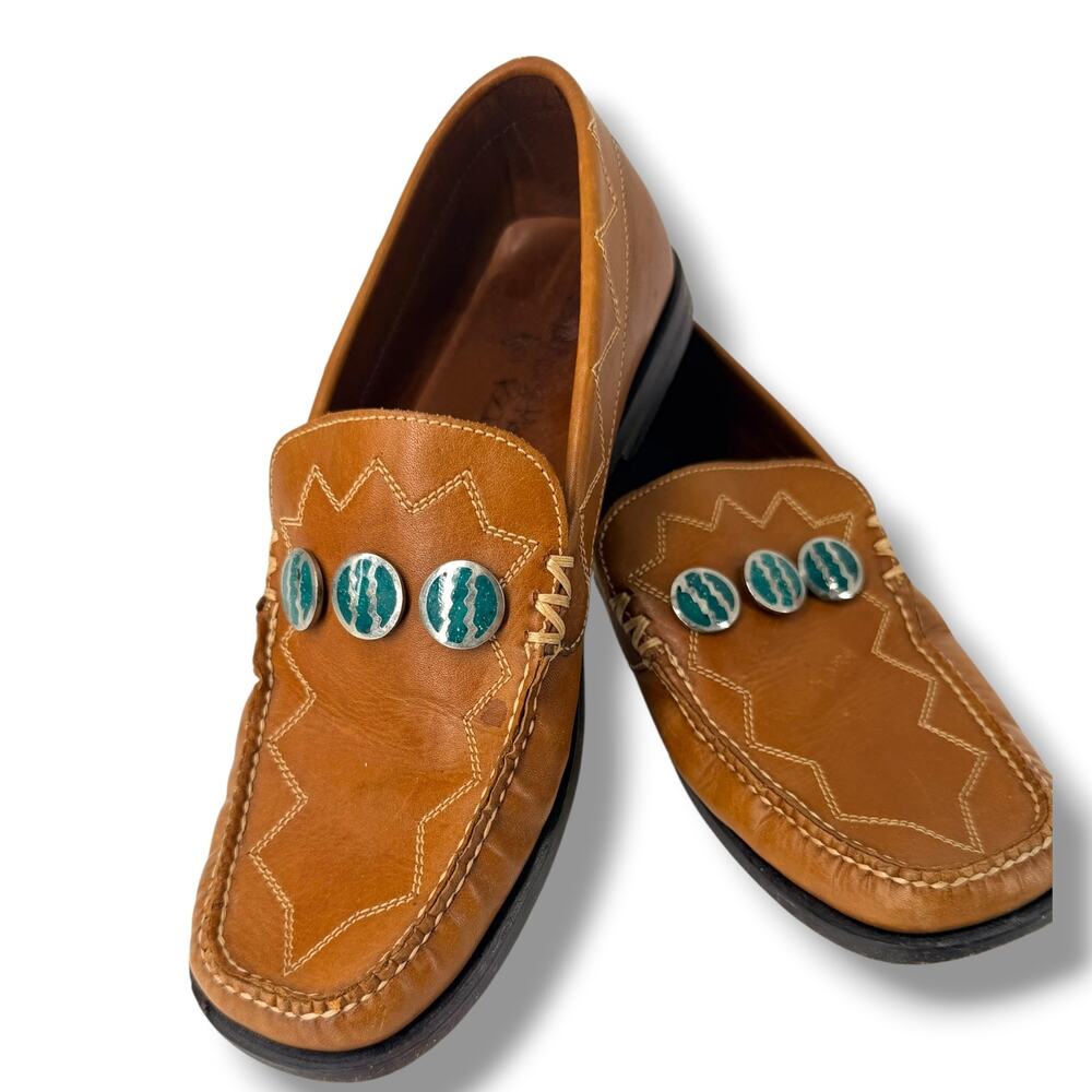 Vintage Southwest Moccasin Co. for RZ Design Western Leather Loafers Size 6.5M